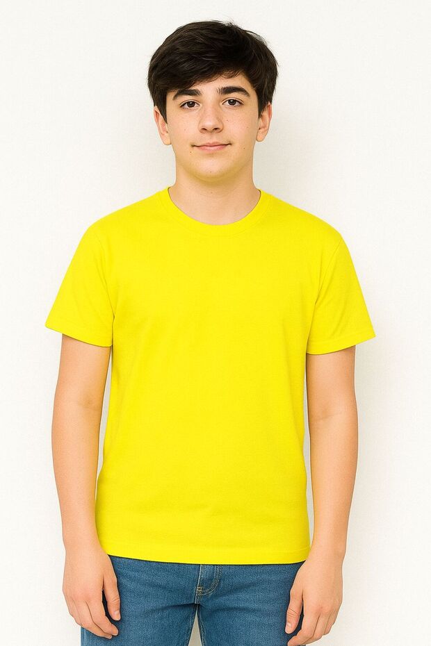 Mcrkids Unisex Crew Neck Yellow Short Sleeve T-Shirt 13-14-15-16 Years