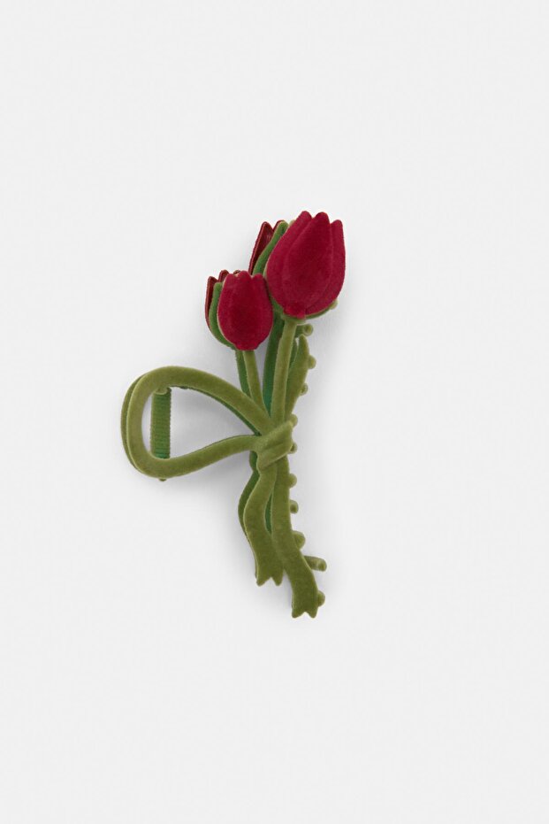 Kadife çiçek kürk tokası - 2