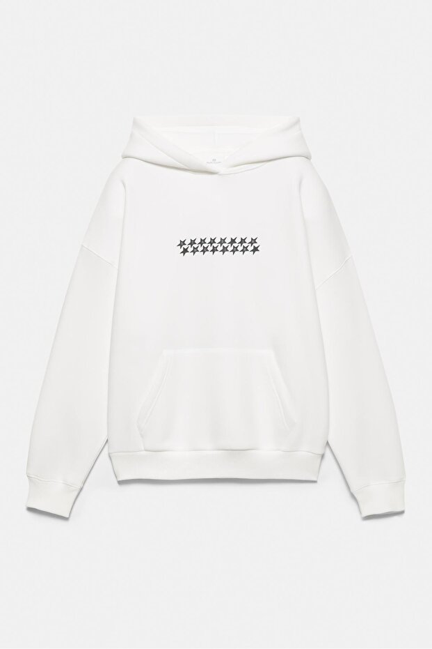Yıldız desenli kapüşonlu sweatshirt - 5