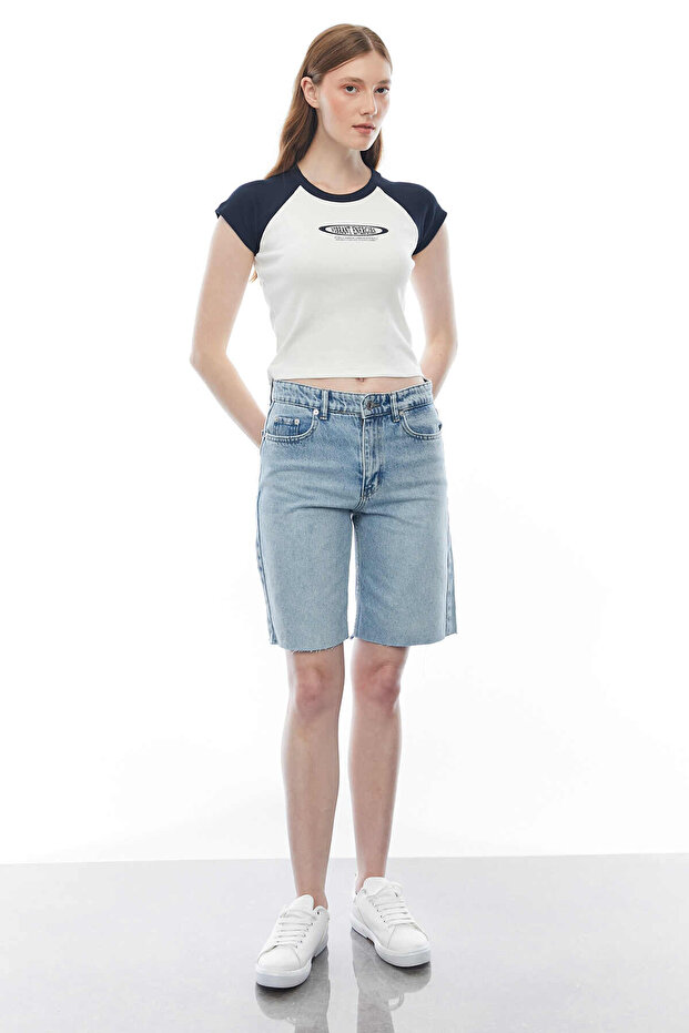 Denim Bermuda Kot Şort - 5