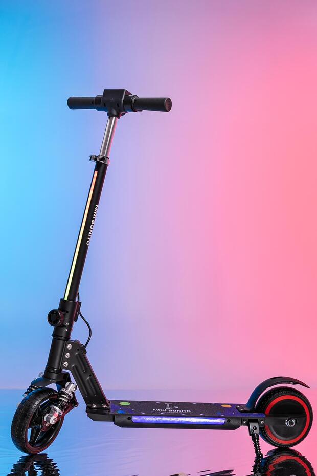 MODAONN MİNİ BONİTO Çocuk Katlanabilir, LED Işıklı, Amortisörlü Elektrikli Scooter – Ayarlanabilir Direksiyo