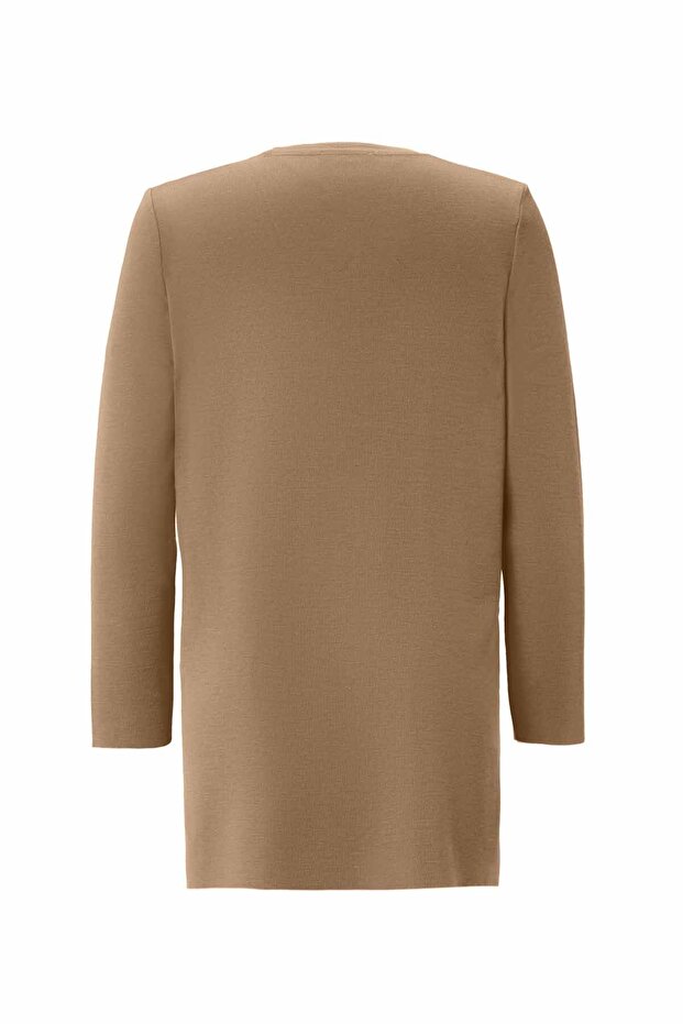 Uzun Kollu Basic Triko Camel Tunik - 2