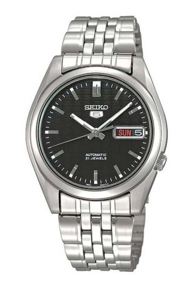Men's Round Shape Stainless Steel Analog Wrist Watch 37 mm - Silver - SNK361K1