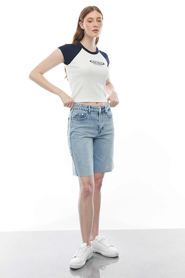 Denim Bermuda Kot Şort - 2