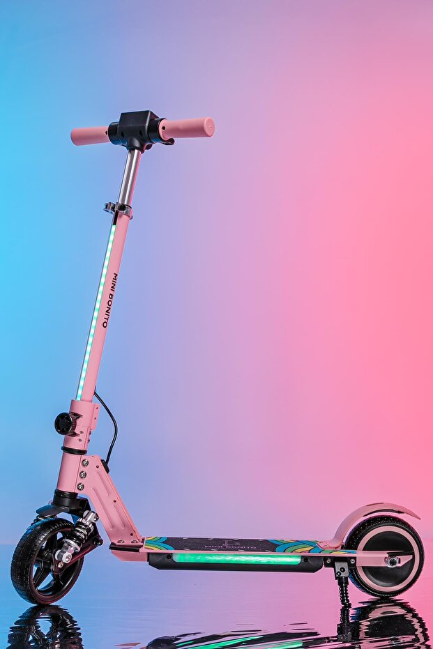MODAONN MİNİ BONİTO Çocuk Katlanabilir, LED Işıklı, Amortisörlü Elektrikli Scooter – Ayarlanabilir Direksiyo