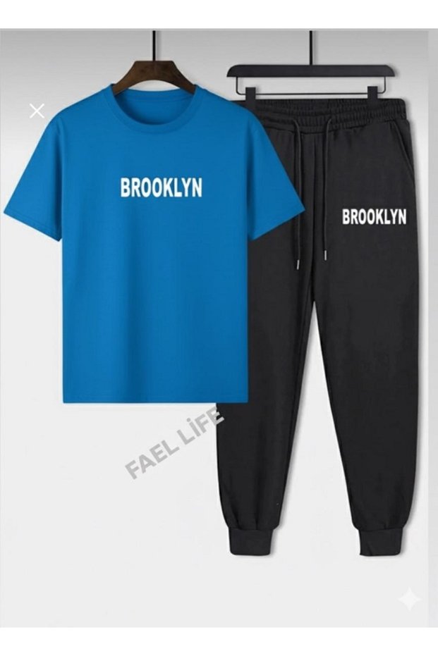 Unisex Girls/Boys Wide Fit T-Shirt and Tracksuit Set, Top and Bottom, Brooklyn Print