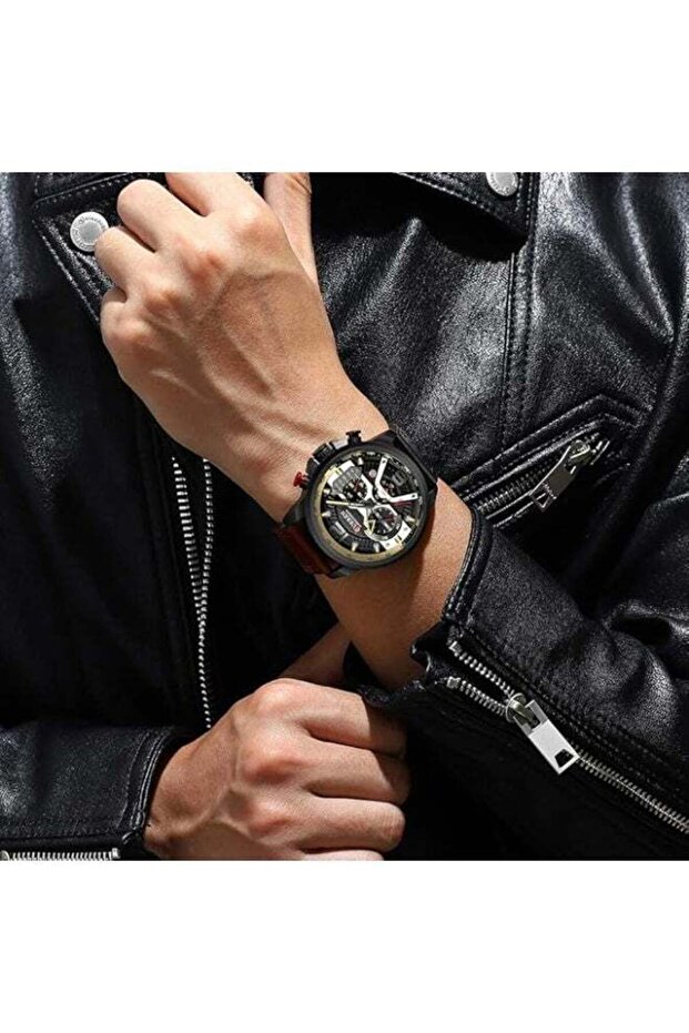 8329 Men's Quartz Leather Chronograph Watch