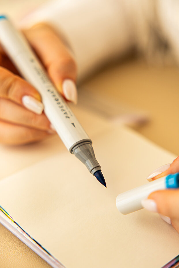 12’li Çift Uçlu Alkol Bazlı Marker Kalem Seti – Brush + Chisel - 3