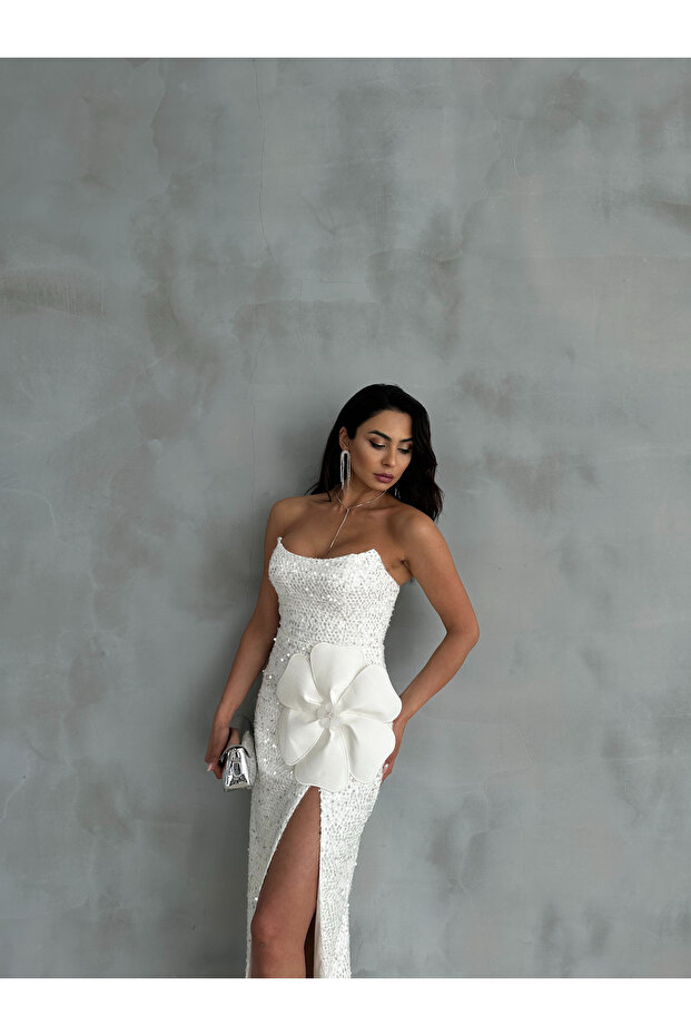 Payetli Straplez Elbise - 2