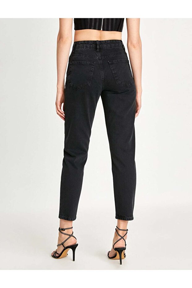 siyah kadın mom fit jean - 2