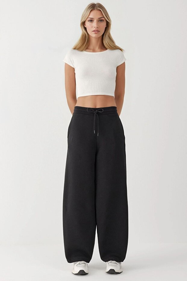 Barrel Fit Basic Şardonlu Eşofman Altı - 7