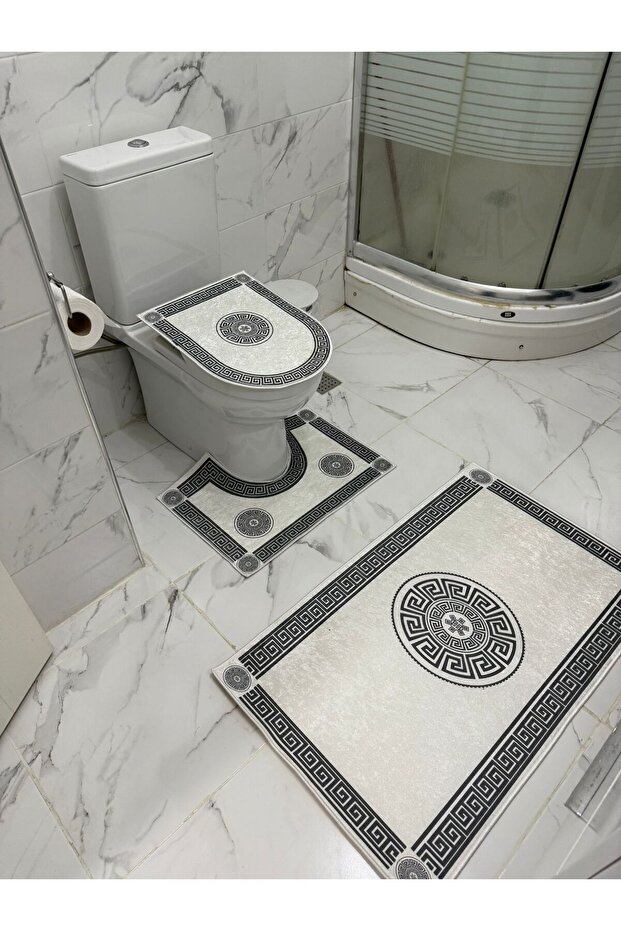 Digital Printed 3-Piece Bath Mat Carpet Set Non-Slip Base Toilet Set