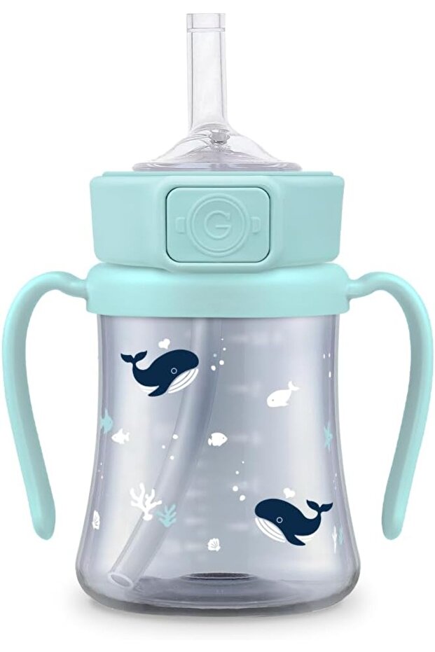 Whale PPSU Straw Cup for Babies, 200ml – Spill-Proof, BPA-Free, Easy Grip (Creamy Blue)