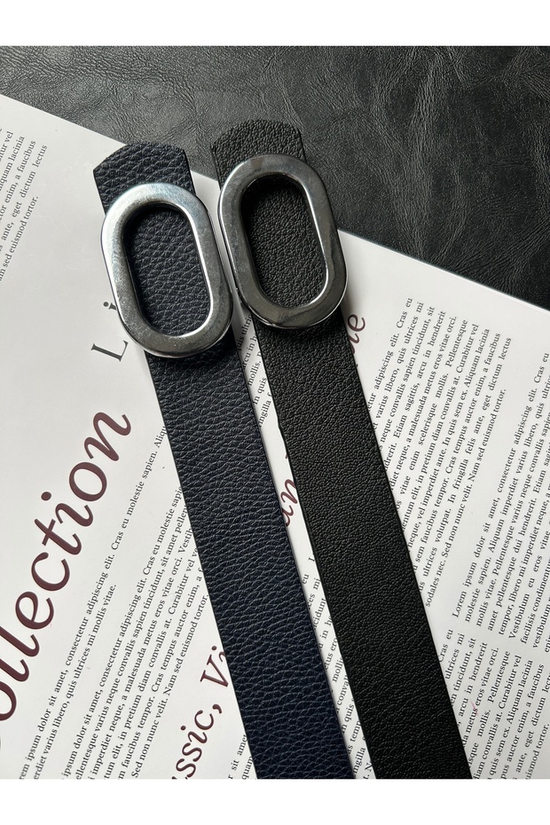 2-Pack Let O Letter Patterned Women's Silver Buckle Belt Coat Belt Dress Belt Trouser Belt