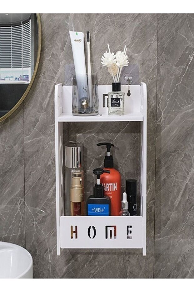 Set of 2 Pcs Bathroom Storage Shelf Cabinet Rack – Modern White Space-Saving Organizer Unit – Multi