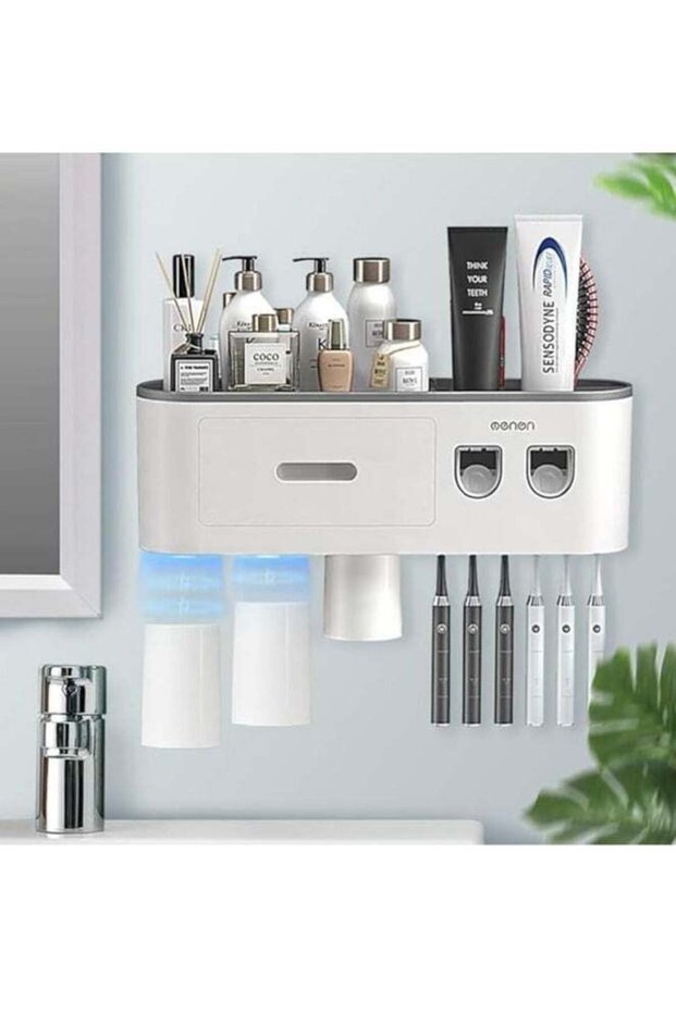 Toothbrush Holder with Automatic Toothpaste Dispensers, Toothbrush Holders Wall Mounted, 6 Brush Sl
