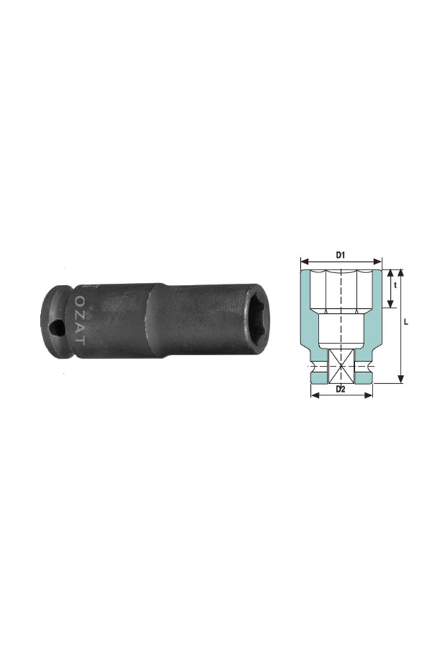 Thin-walled impact socket head 1/2'' 6-sided, long 24