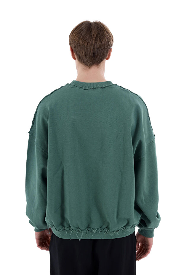 Green Washed Embroidered Sweatshirt - 2