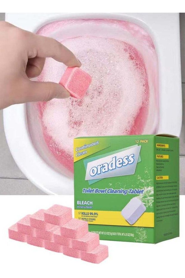 12 Pcs Foaming Pink Fresh Bathroom Toilet Bowl Cleaner Tablets Deep Cleaning Limescale Calcium Rust