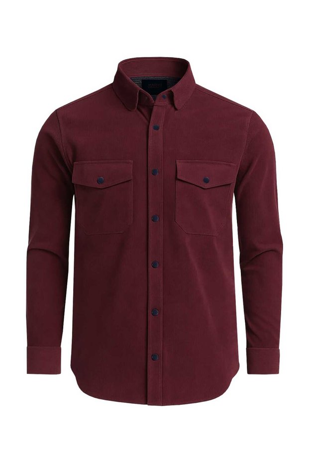 Large Size Velvet Shirt with Double Pockets (Wide Comfortable Fit)