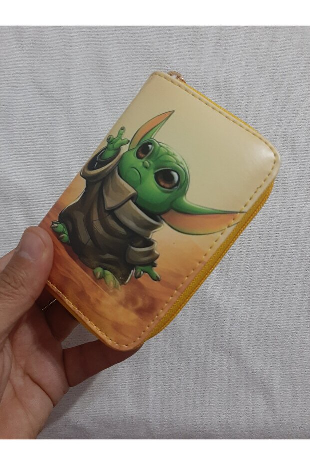 Owl Bag Baby Yoda Patterned Design Faux Leather Wallet