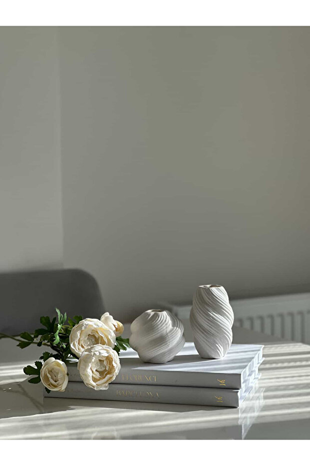 2'Lİ MİNİ DALGALI STONEWARE VAZO - 2