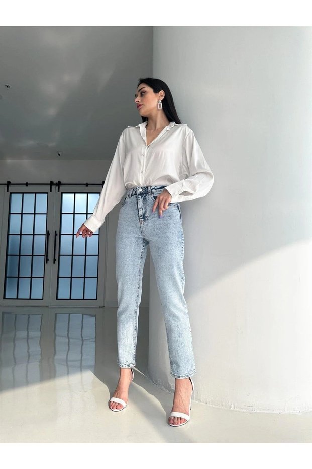 Çnr Boyfriend High Waist Pants Comfort Mom Jeans New Hsn