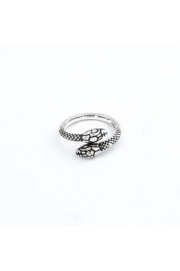 Silver-colored ring, adjustable, snake shape, Adelia C3