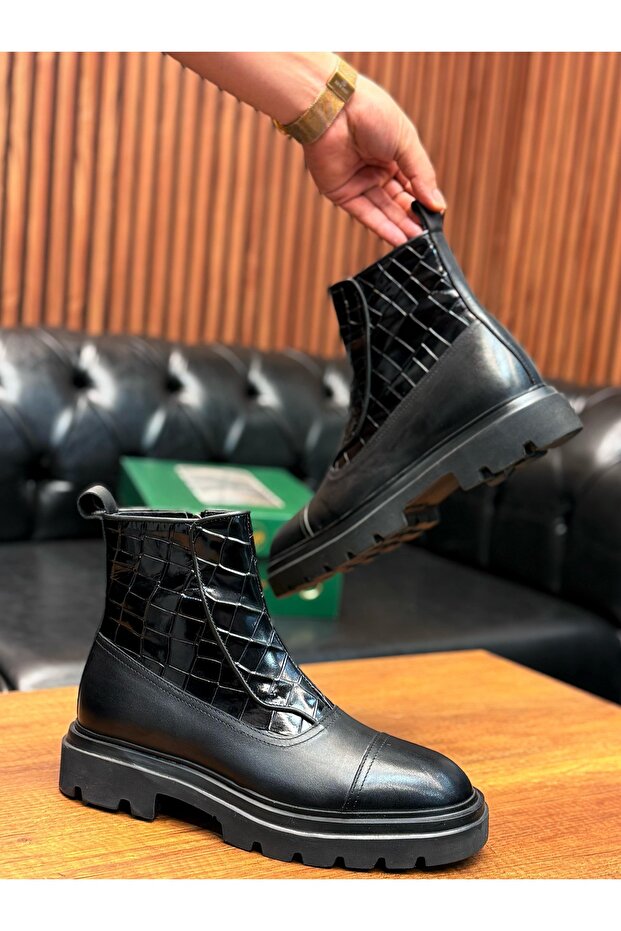 Siyah Kroko Uzun Bot - 3