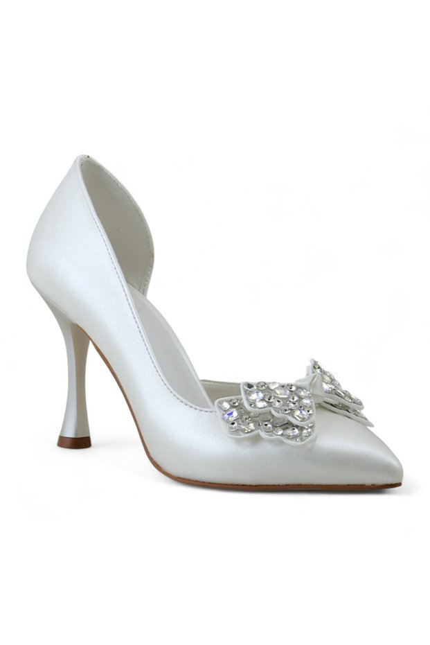 23 Stone Bow Heeled Bridal Shoes