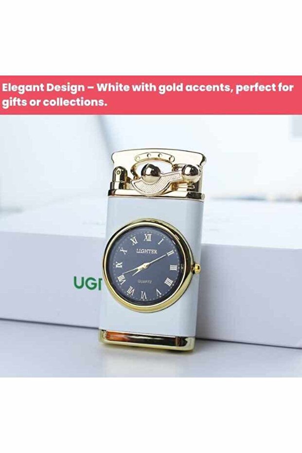 MercatonRefillableGasLighterwithWindproofWhiteFlameandBuilt-inAdjustableClock - 7