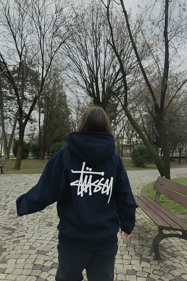 Unisex 3 Thread Thick Fabric O Oversized K Hooded Back Lettering B Printed Kangaroo Pocket Street Sweat