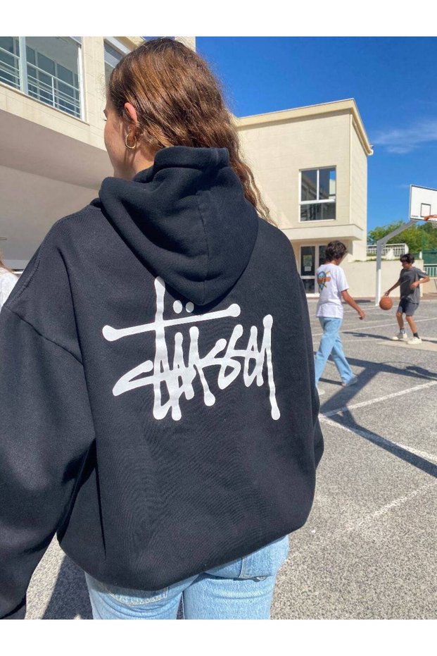 Unisex Oversized 3 Thread Street Style K Hooded Back B Printed Casual Kangaroo Pocket Sweat Hoodie