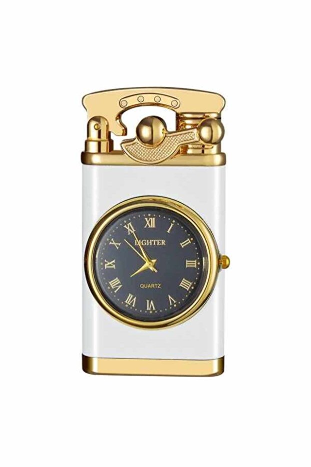 MercatonRefillableGasLighterwithWindproofWhiteFlameandBuilt-inAdjustableClock - 1