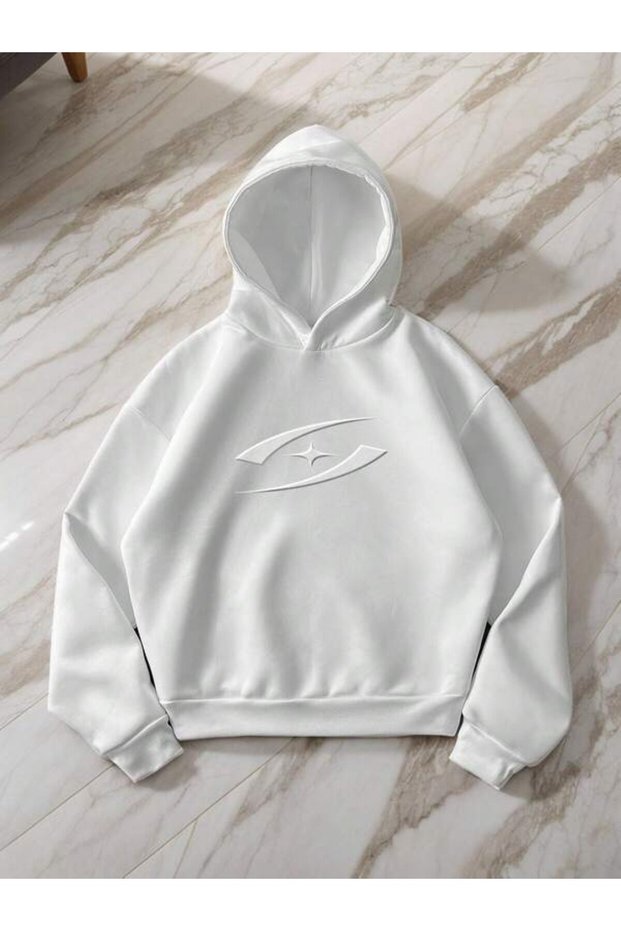 Minimal Embossed Logo Unisex Oversized Hooded Hoodie