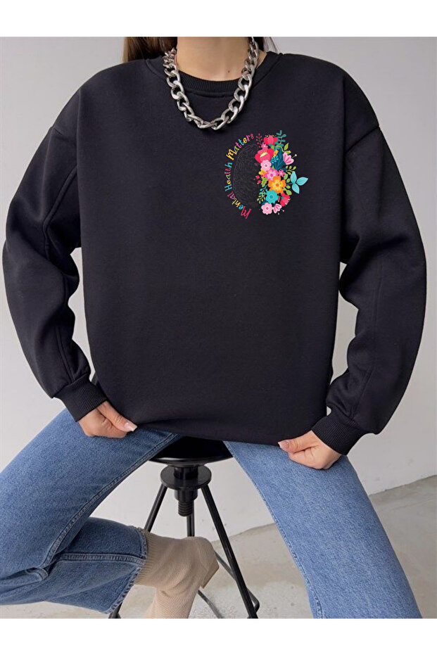 Mini Mental Health Matters Printed Crew Neck 3-Thread Sweatshirt