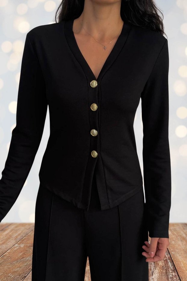 Women's Corded Fabric Fabric Relaxed Fit Two Piece Set – Button up Blouse & Wide Leg Pants 10145