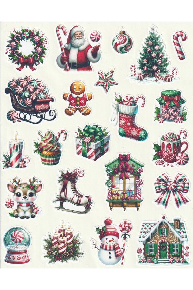 New Year Candy Sticker Set Christmas Candy Cane Stickers New Year Happy New Year Sticker Nsti0211
