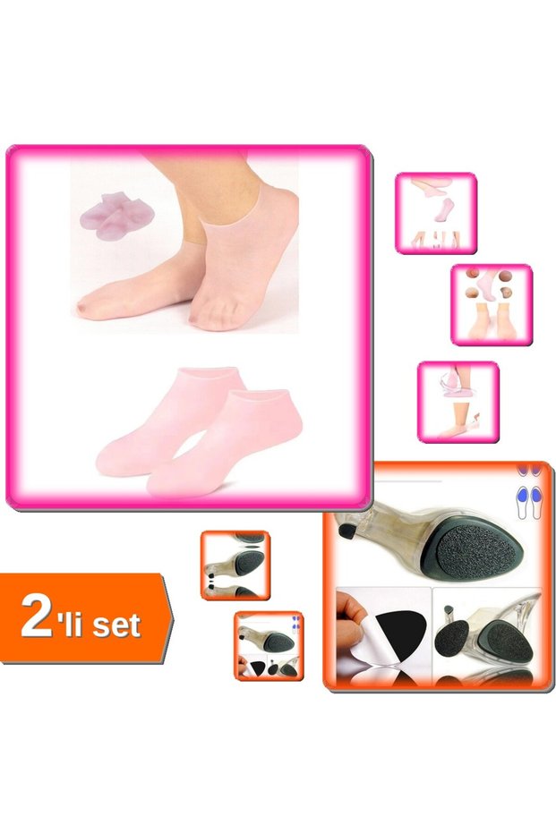 Anti-Slip Insoles That Stick under High Heels + Silicone Gel Heel Moisturizer - Set of 2 C3T3Q2