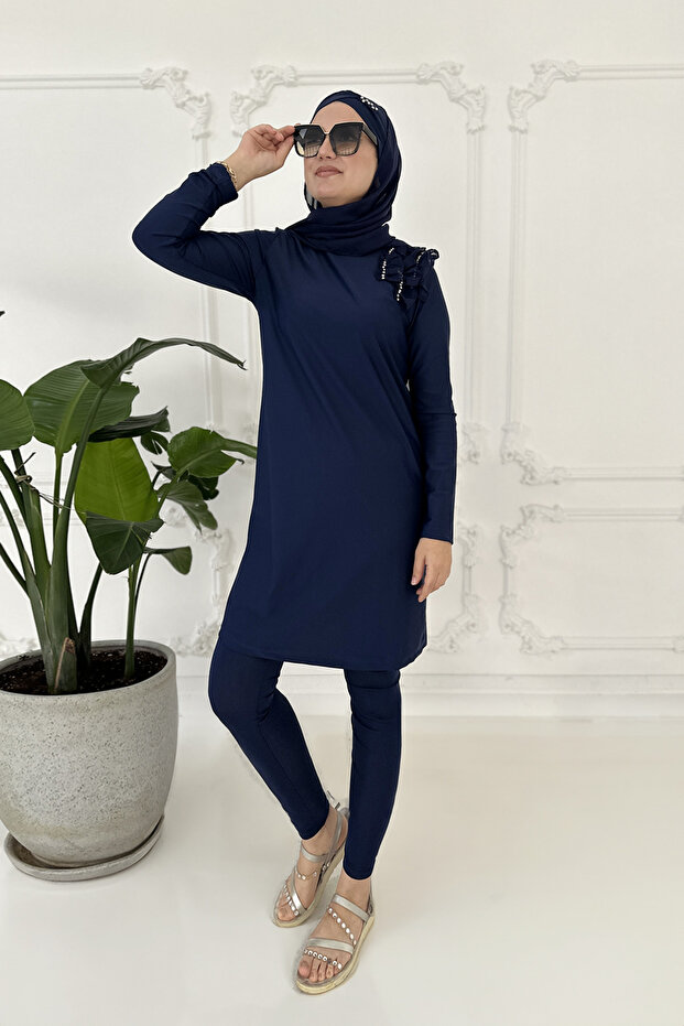 Ruffled Rhinestone TESETURE SWIMSUIT - 2