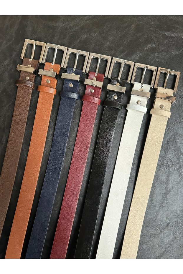 7'Li Knot Classic Square Patterned Women's Silver Buckle Belt Coat Belt Dress Belt Trouser Belt
