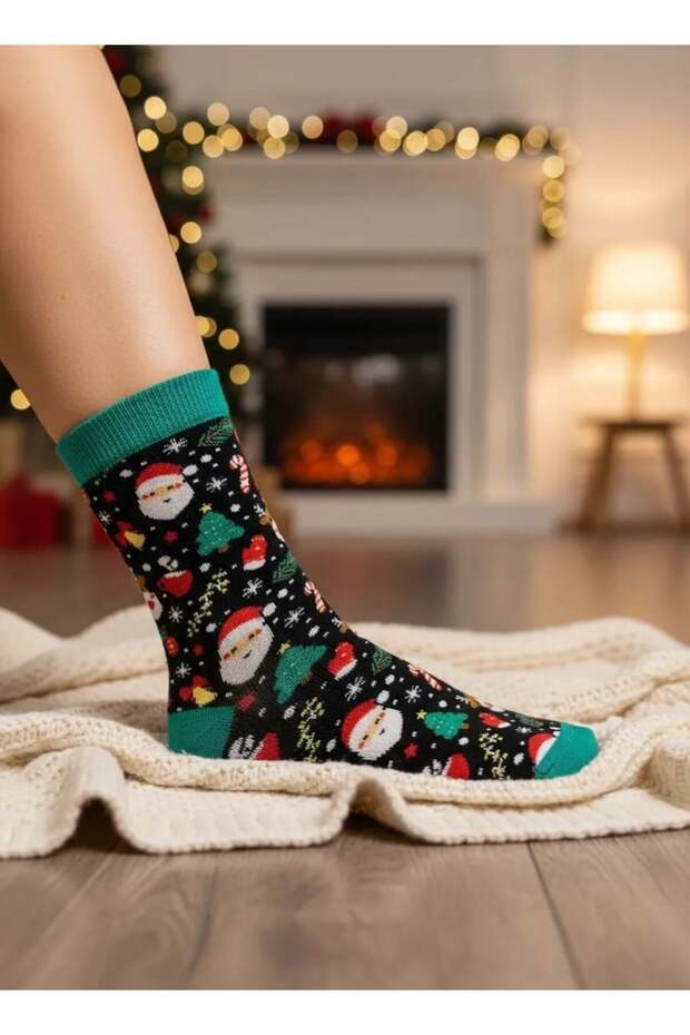 Mixed Christmas Themed Towel Green Color Christmas Stocking - Cm165