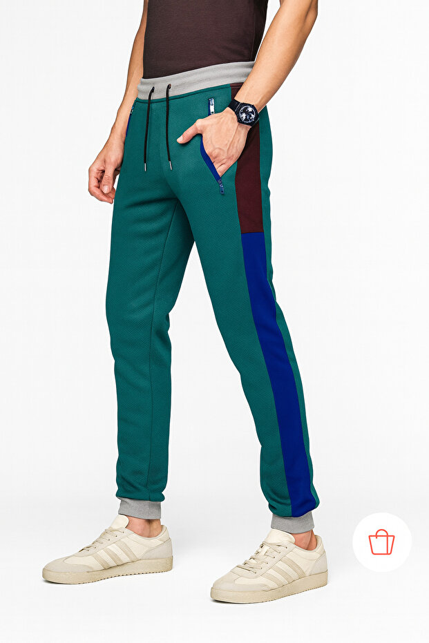 Men’s Colorblock Jogger Pants with Zipper Pocket