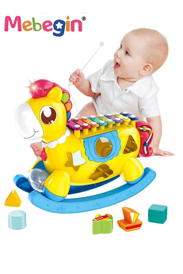Trojan Horse Early Education Intellectual Development Toys Pony Baby Newborn Toy with Light & Musics