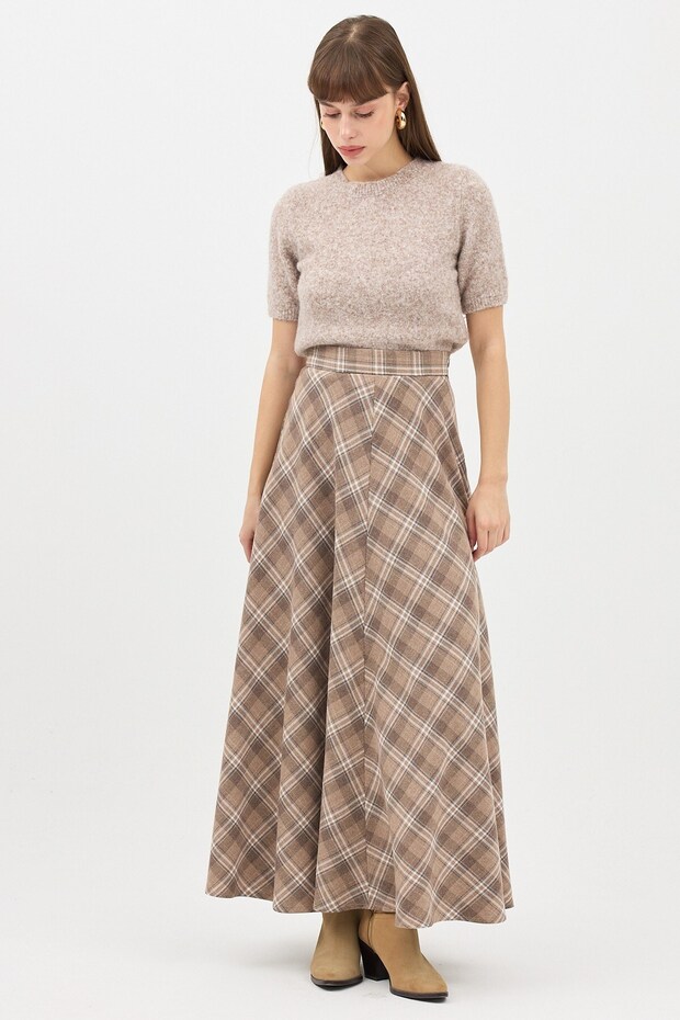 Lady Plaid Skirt Mink