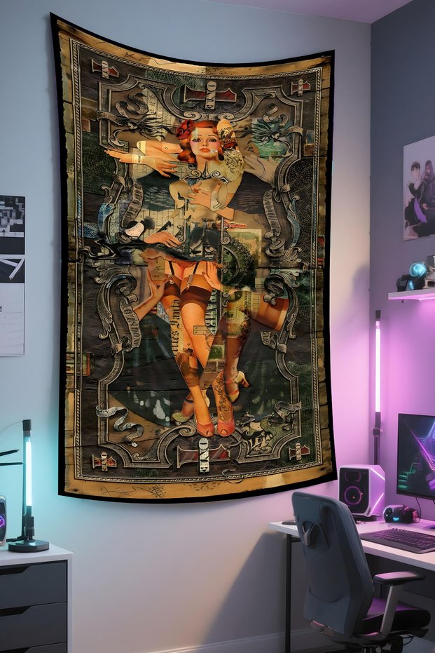 For Printed Wall Covering – Gamer Themed, High-Quality Fabric, Tapestry Wall Carpet