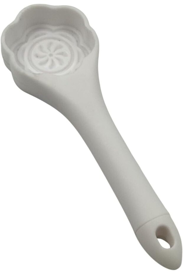 Ceramic Spoon Rest with Floral Pattern – White Decorative Spoon Holder