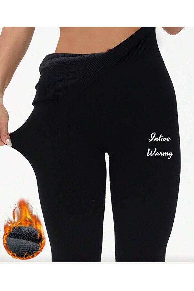Larosa Black Stitch-Free Fleece Inside Thermal Standard Size Winter Leggings