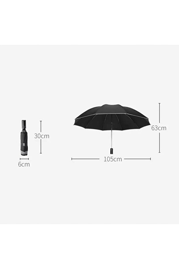 LED Light Umbrella, Automatic, Double-layer, Black - 2