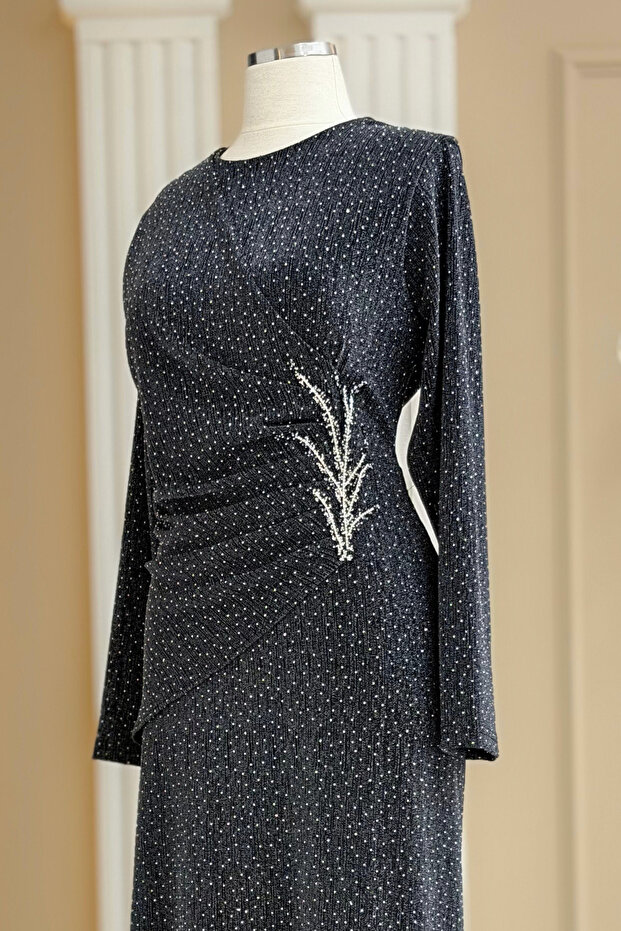 Simge Abiye Elbise Antrasit - 3